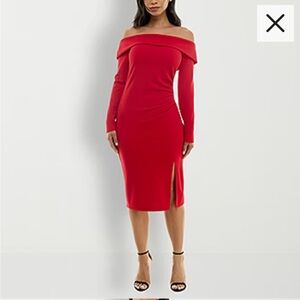 Red off shoulder dress